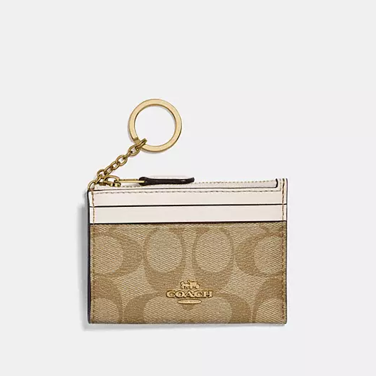 C.O.A.C.H Mini Skinny Id Case In Signature Canvas Card Holder