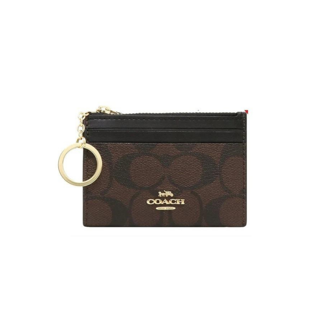 C.O.A.C.H Mini Skinny Id Case In Signature Canvas Card Holder