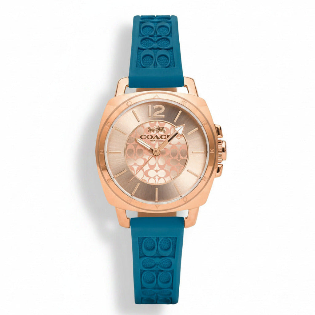 C.O.A.C.H Boyfriend Watch ROSE GOLD - TURQUOISE