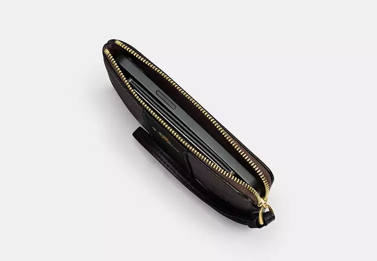 C.O.A.C.H Corner Zip Wristlet In Signature Canvas With Stripe
