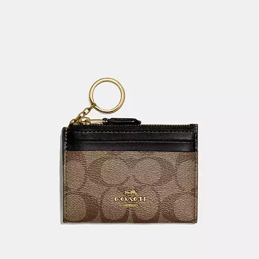 C.O.A.C.H Mini Skinny Id Case In Signature Canvas Card Holder